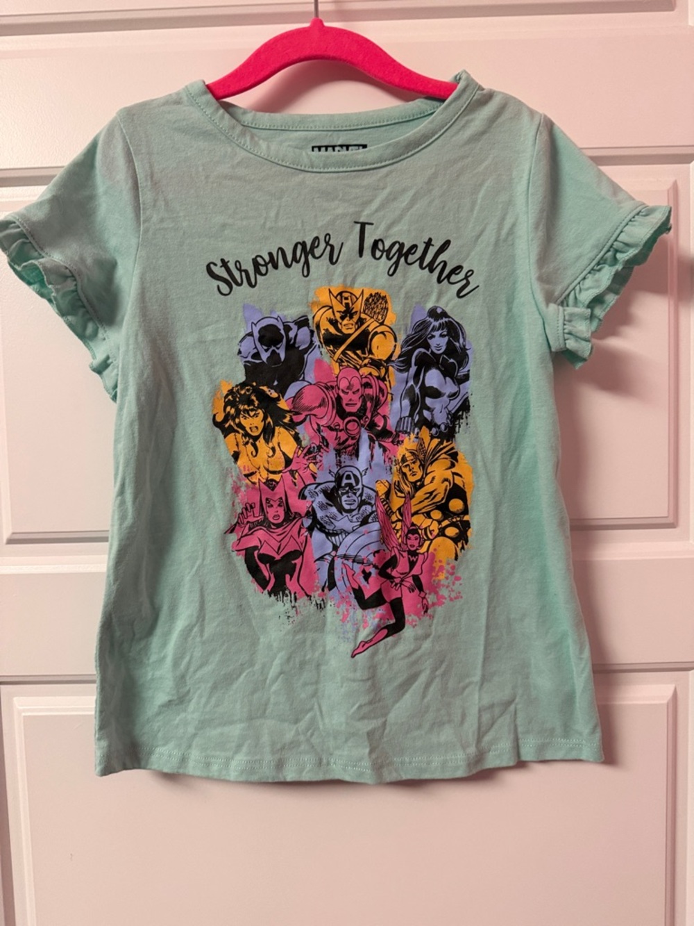 Marvel Girls 'Stronger Together' Mint Graphic Tee - size 6